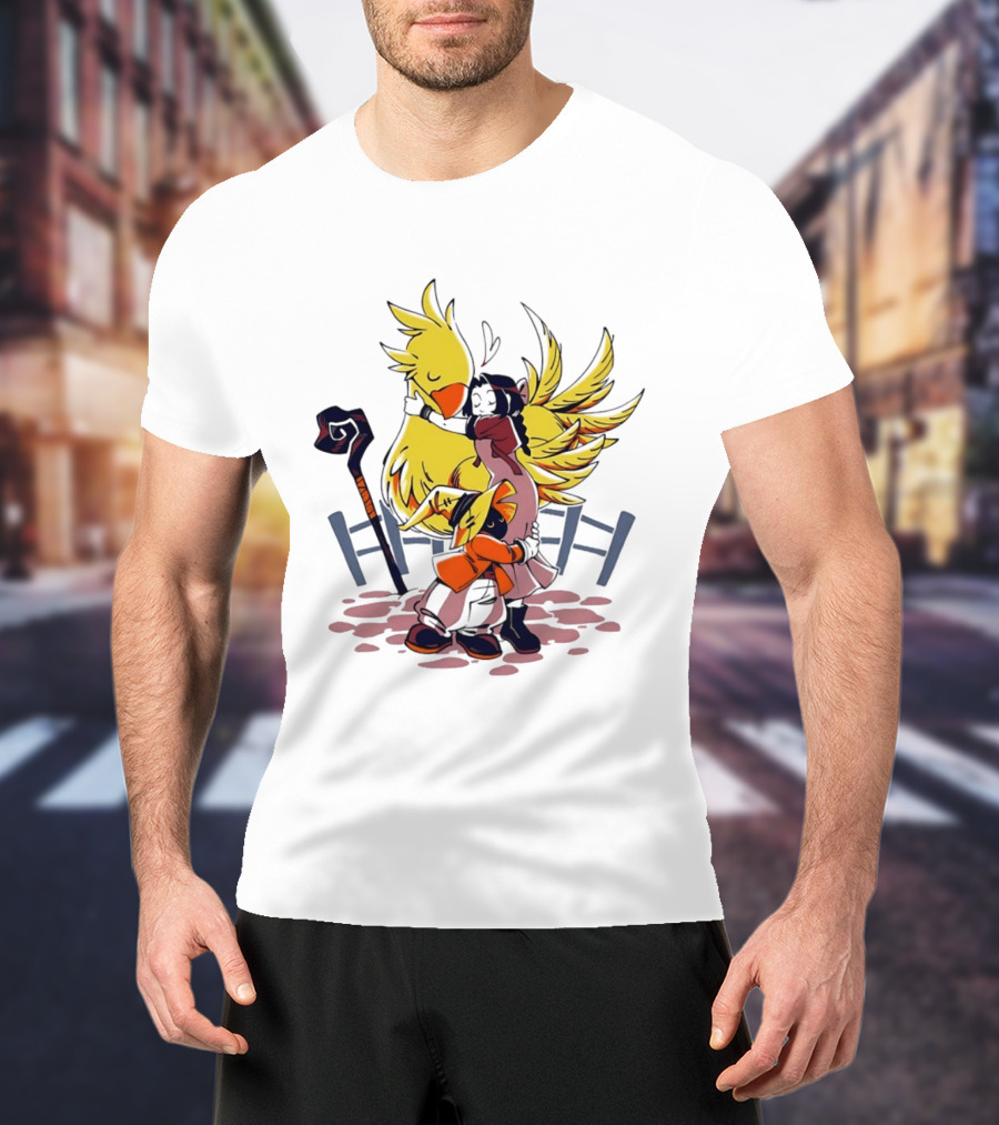 Aerith Gainsborough Vivi Ornitier Chocobo Hug Fantasy Characters Embrace T-Shirt