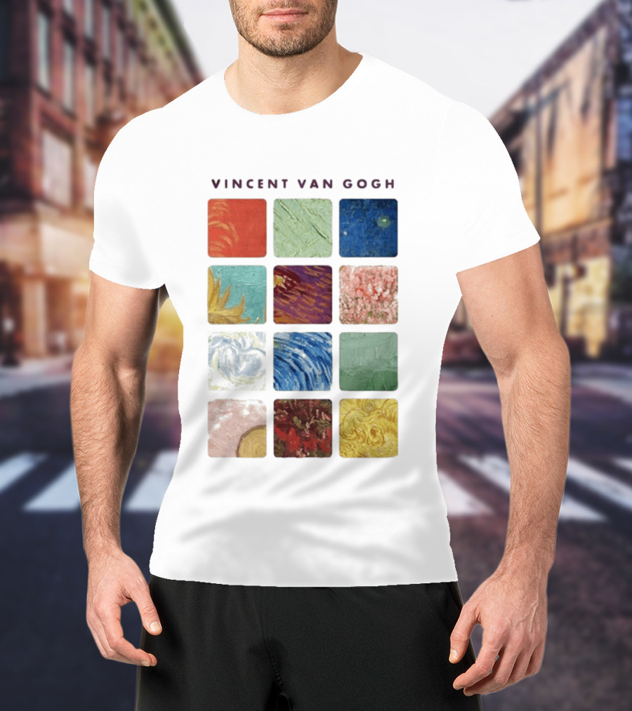 Vincent Van Gogh Paintings Iconic Colors Squares T-Shirt