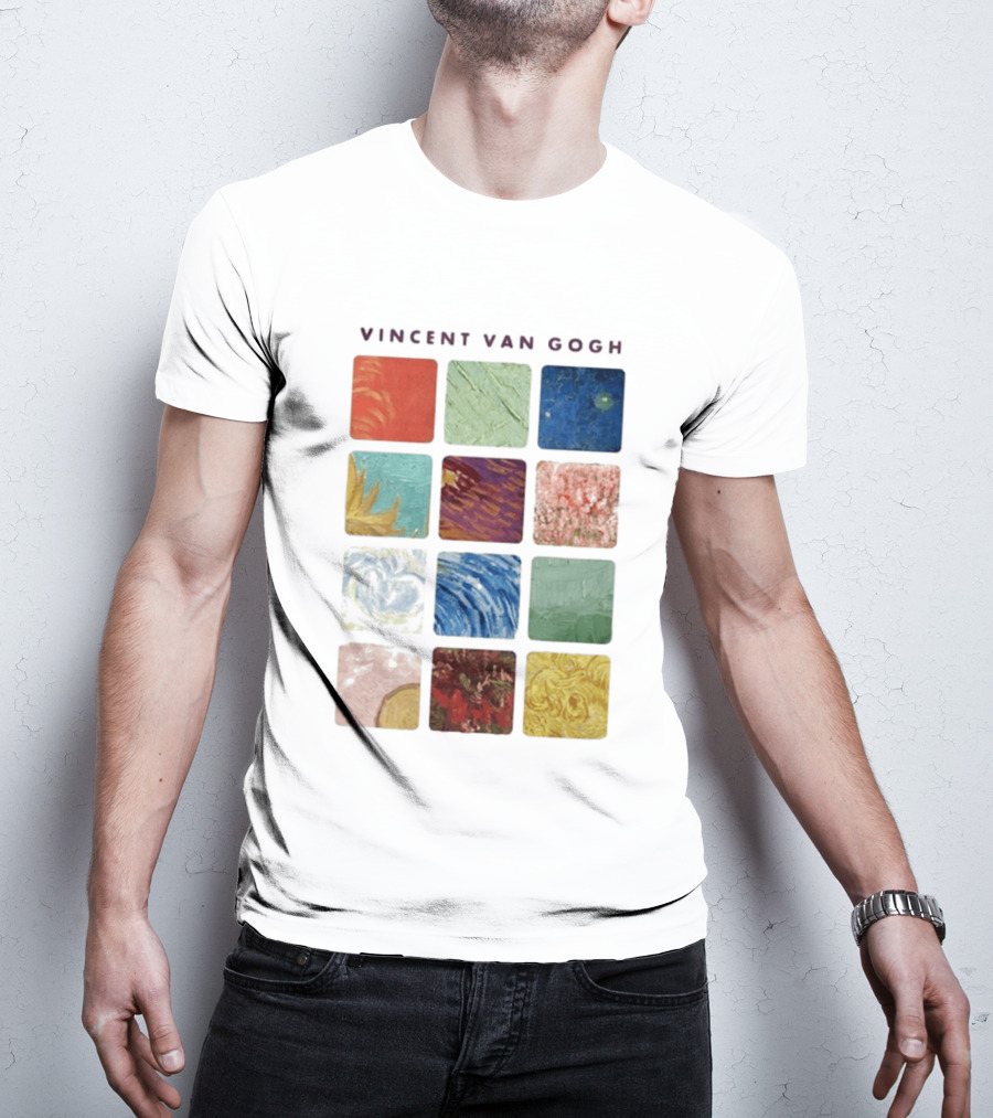 Vincent Van Gogh Paintings Iconic Colors Squares T-Shirt