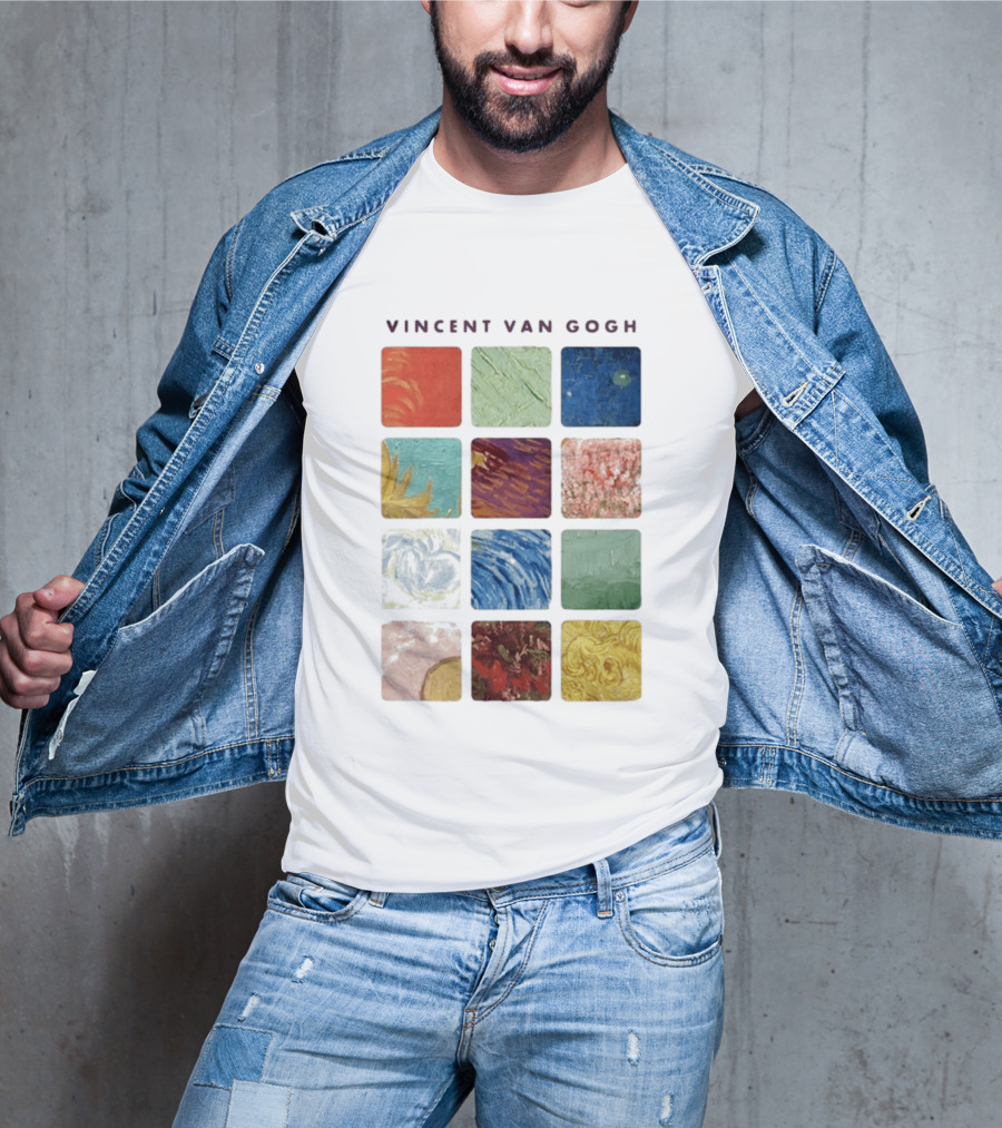 Vincent Van Gogh Paintings Iconic Colors Squares T-Shirt