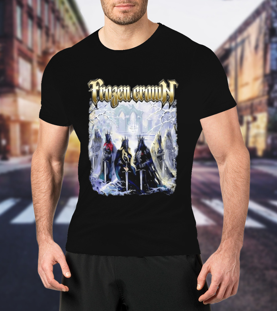 Frozen Crown Dark Fantasy Rulers Sword Wielding Monarchs T-Shirt