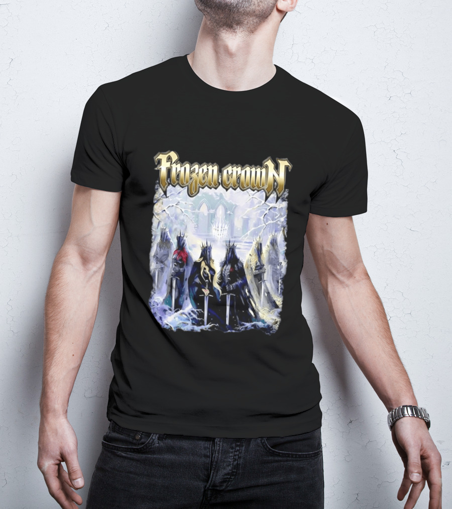 Frozen Crown Dark Fantasy Rulers Sword Wielding Monarchs T-Shirt