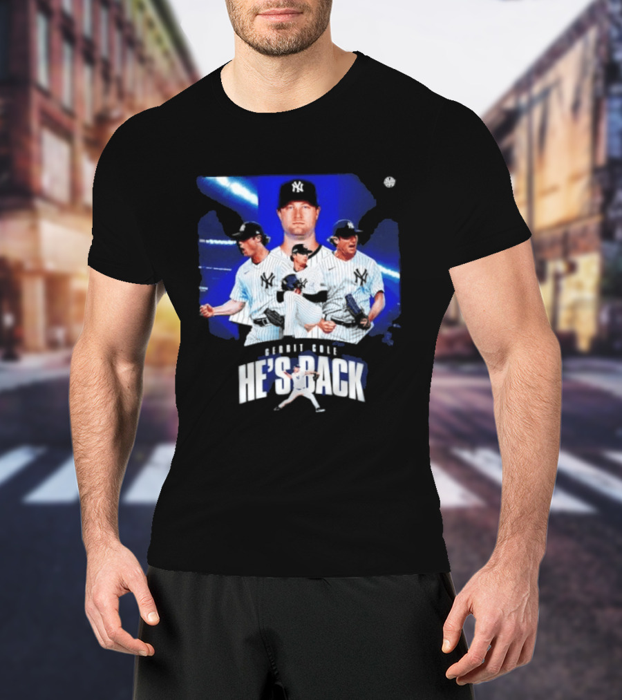 Gerrit Cole He's Back Yankees Pitcher Action T-Shirt