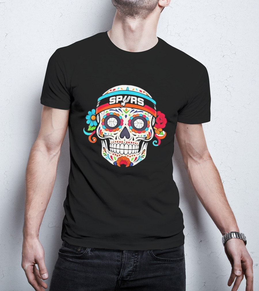 San Antonio Spurs Sugar Skull Day Of The Dead Basketball Fan T-Shirt