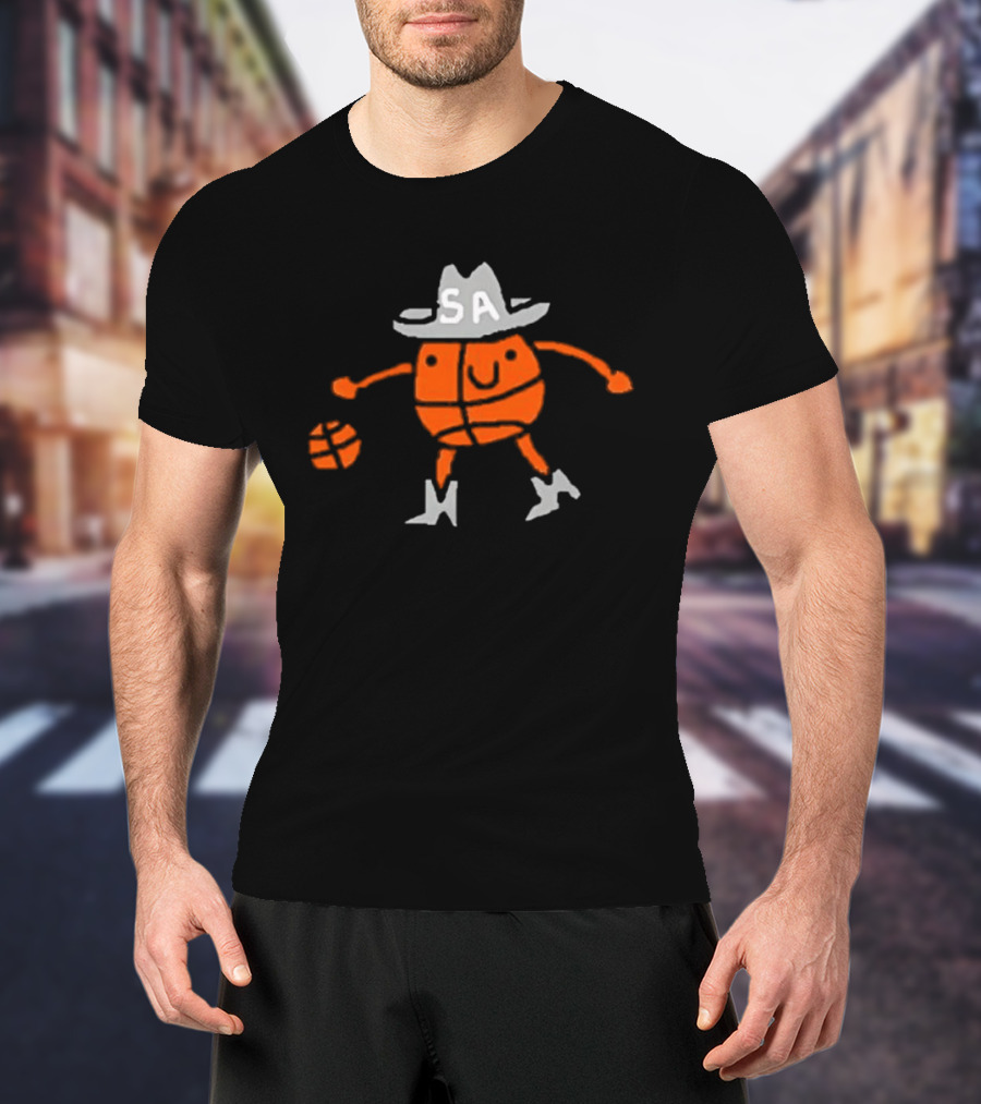 San Antonio Spurs Cowboy Basketball Art With SA Hat And Boots T-Shirt