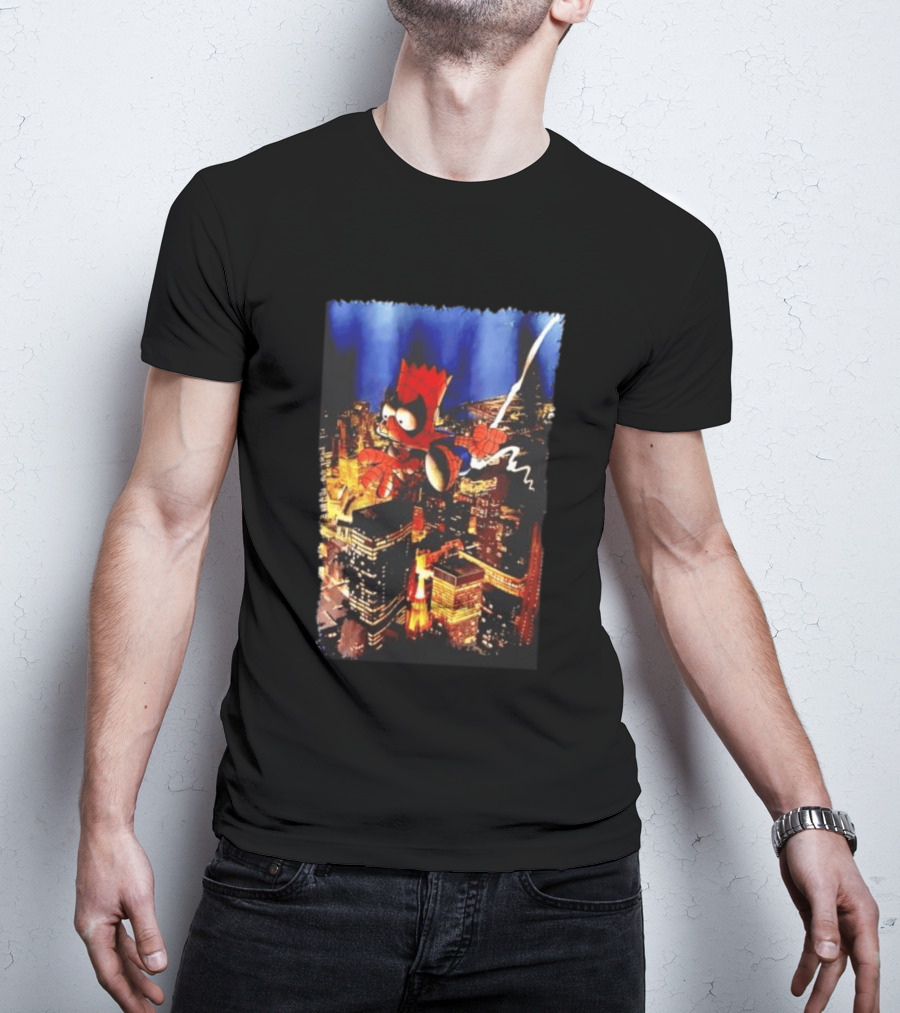 Spider Bart Bartman Swinging Through Cityscape Mexican T-Shirt
