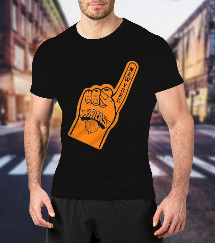 New York Knicks Foam Finger Basketball Fan Gear T-Shirt