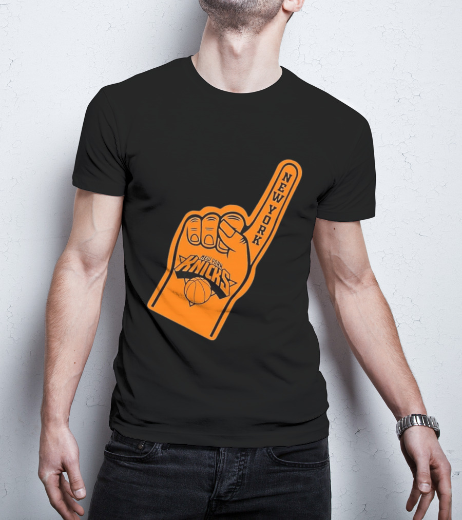 New York Knicks Foam Finger Basketball Fan Gear T-Shirt