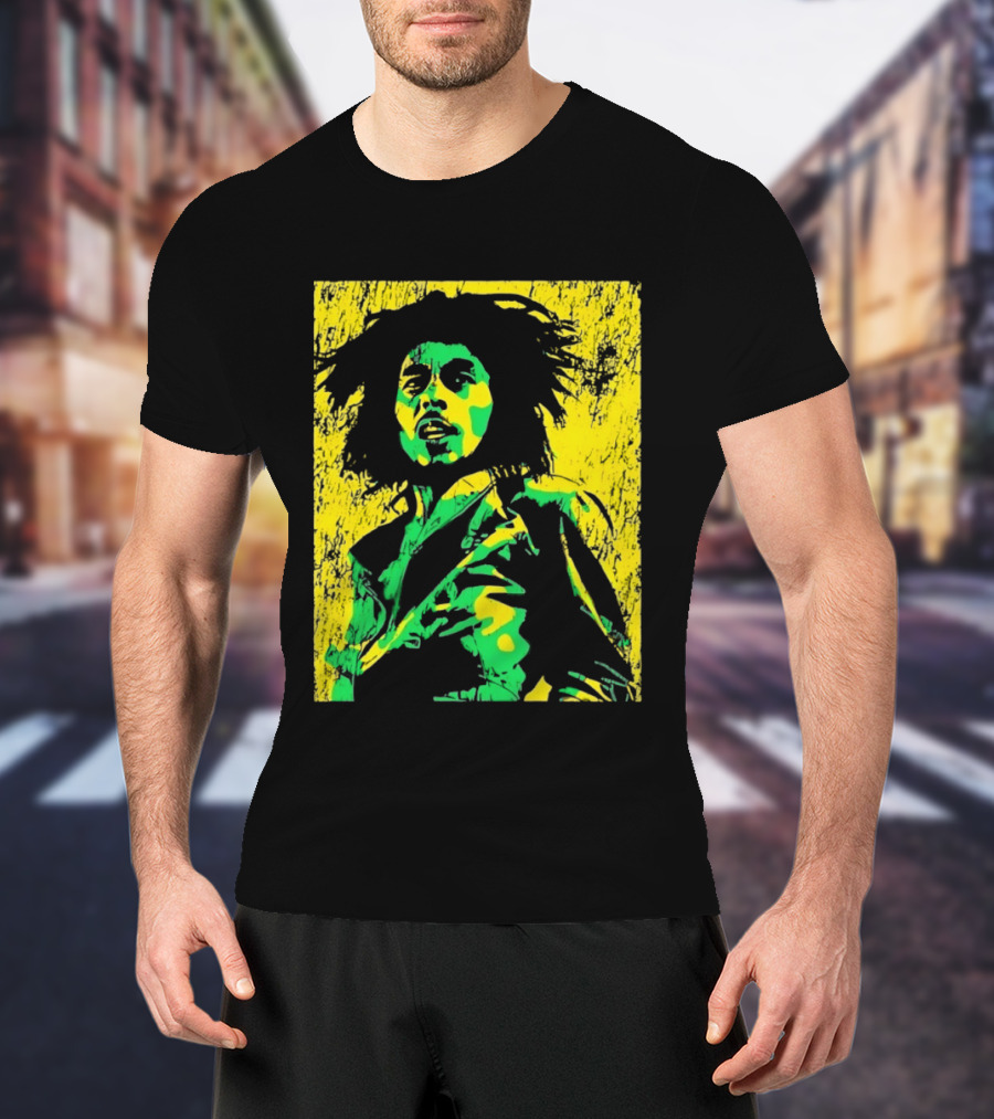 Bob Marley One Love Reggae Art Green Yellow T-Shirt