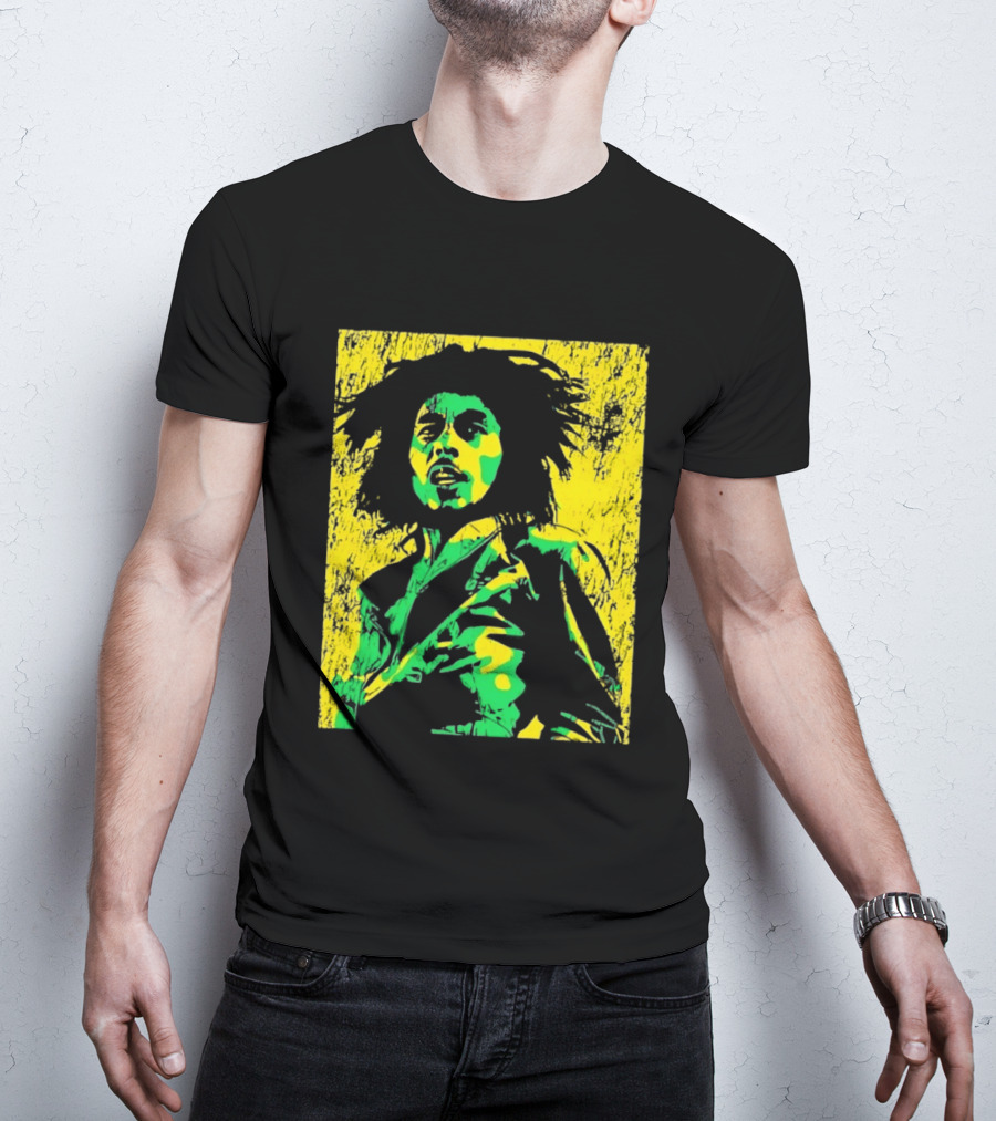 Bob Marley One Love Reggae Art Green Yellow T-Shirt