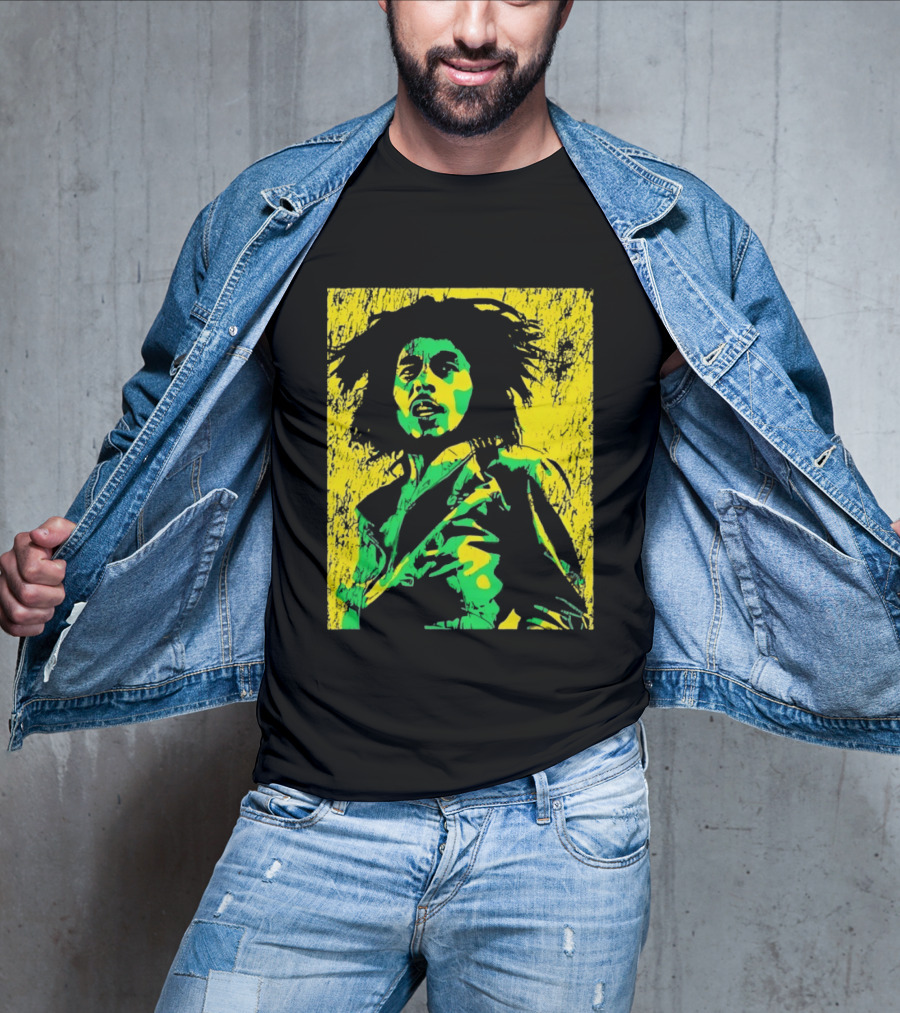 Bob Marley One Love Reggae Art Green Yellow T-Shirt