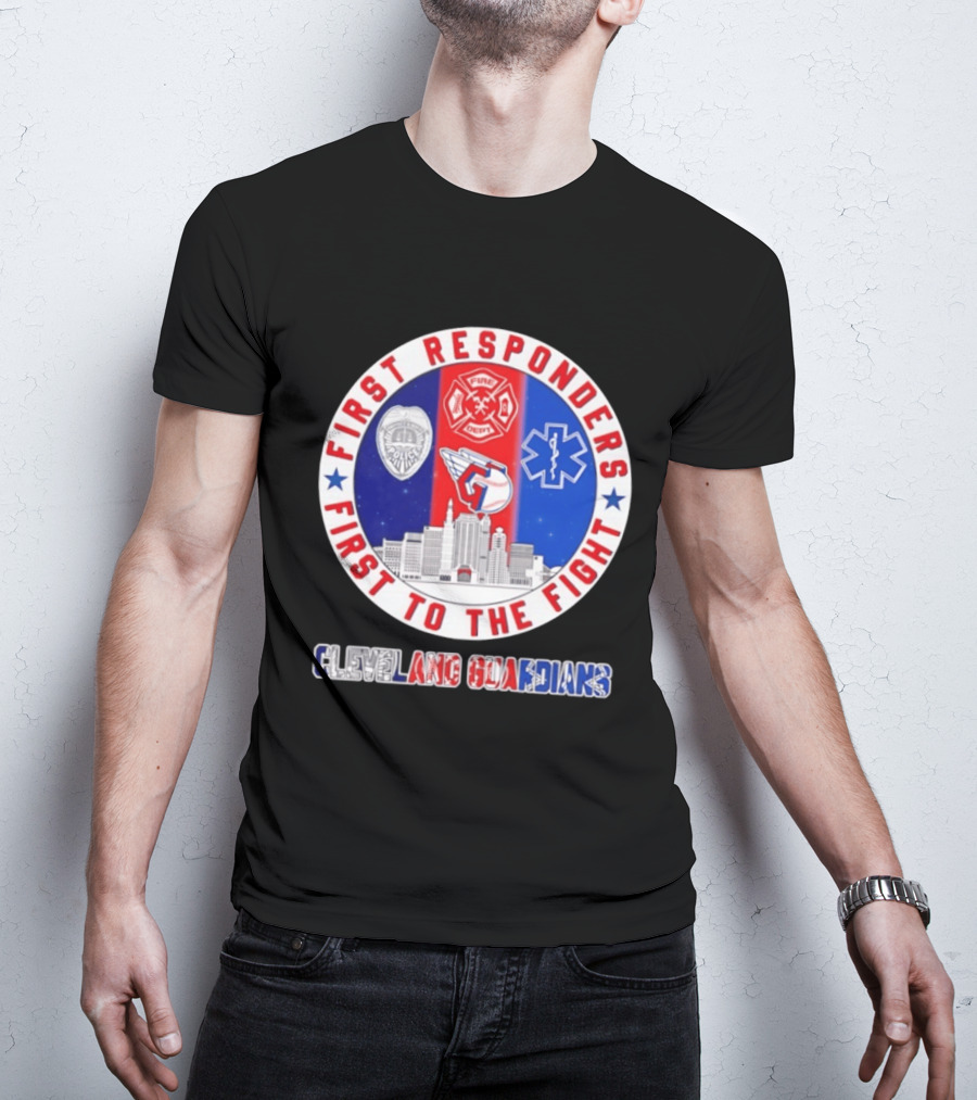 Cleveland Guardians First Responders First To The Fight Police Fire Medical Cityscape T-Shirt