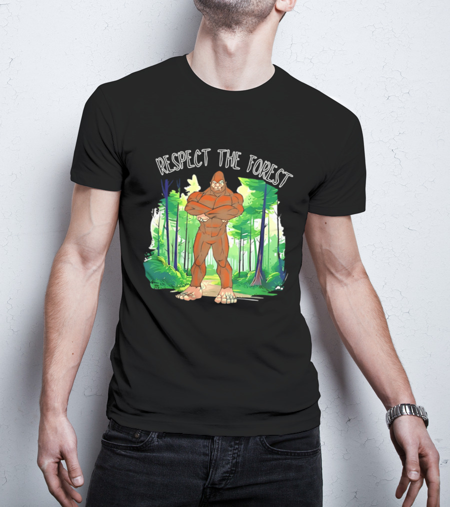 Respect The Forest Bigfoot Cartoon T-Shirt