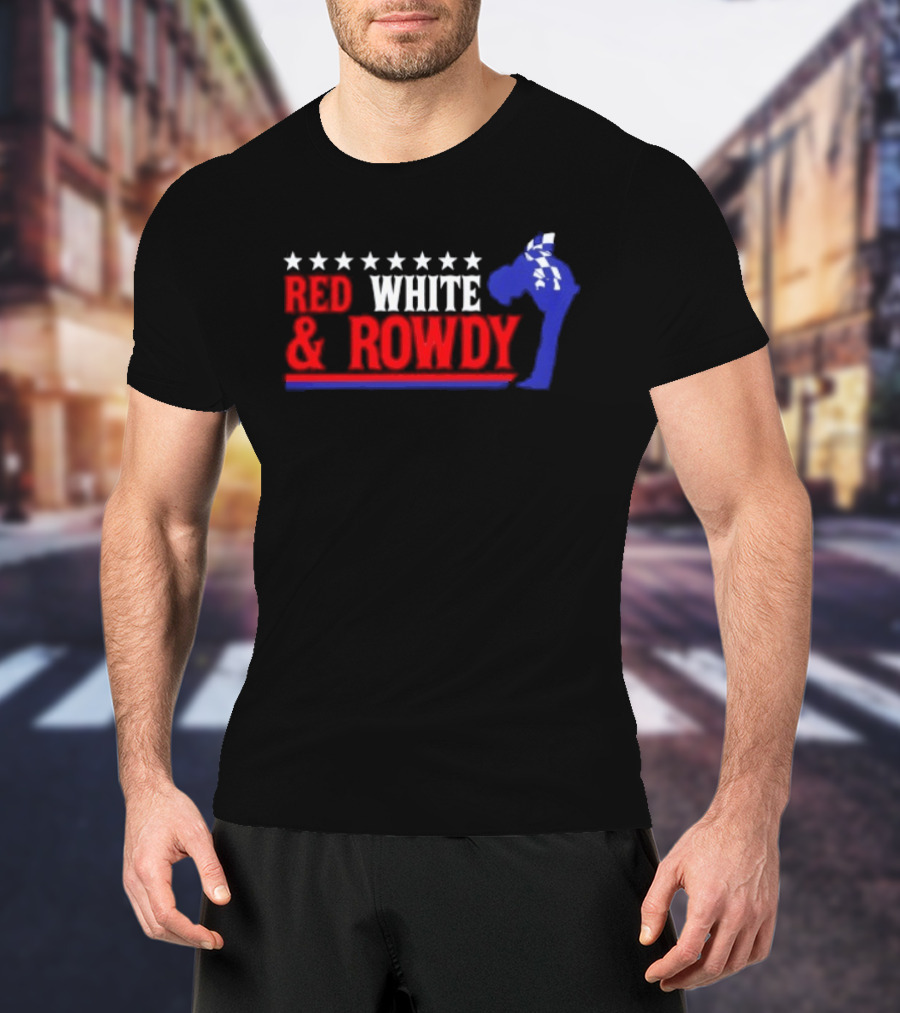 Red White & Rowdy Kyle Busch Racing Stars And Checkered Flag T-Shirt