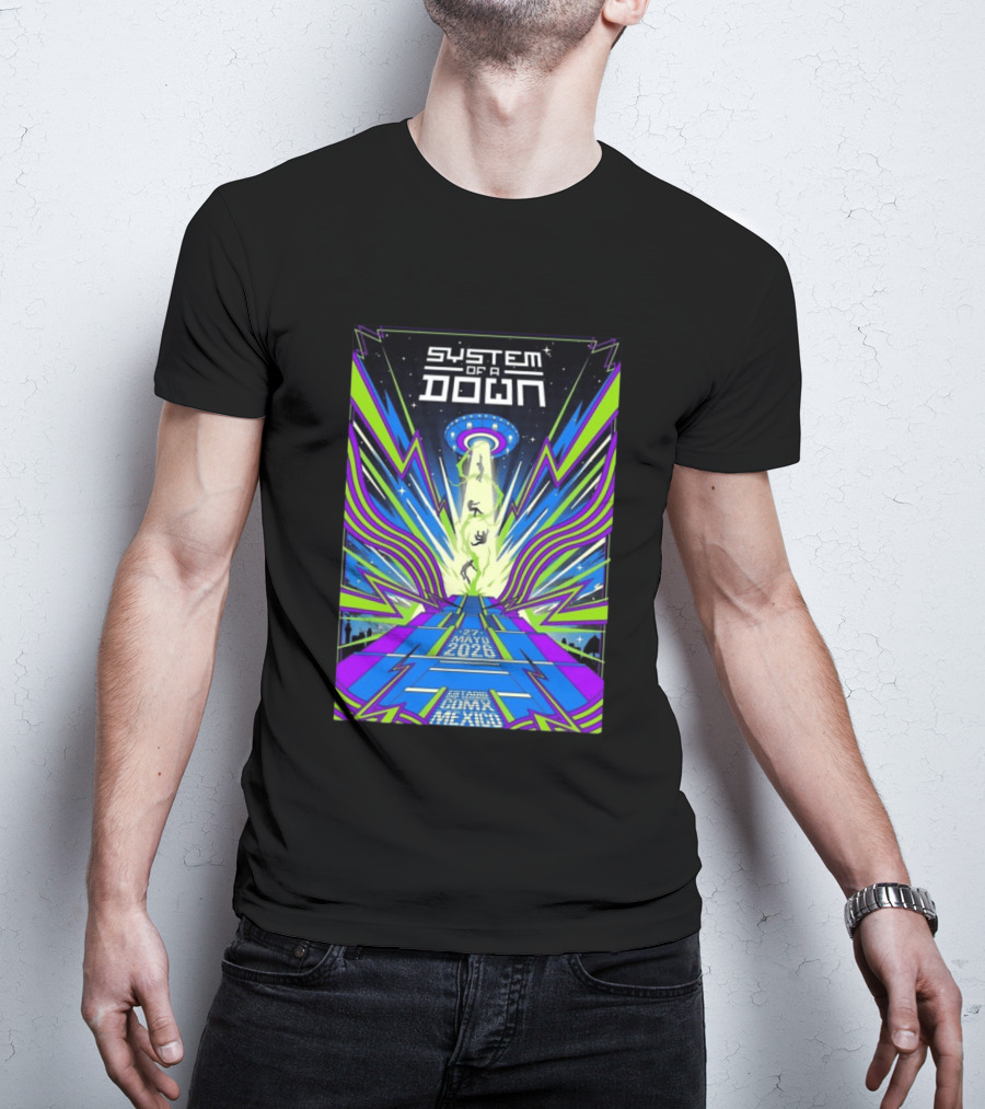 System Of A Down Mexico City Tour May 27 2026 Alien Beam T-Shirt