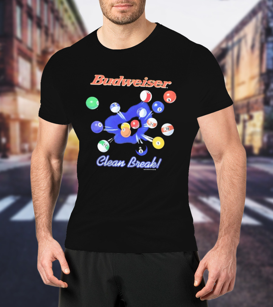 Budweiser Clean Break 90s Heavy Faded Black Pool Balls Splash T-Shirt
