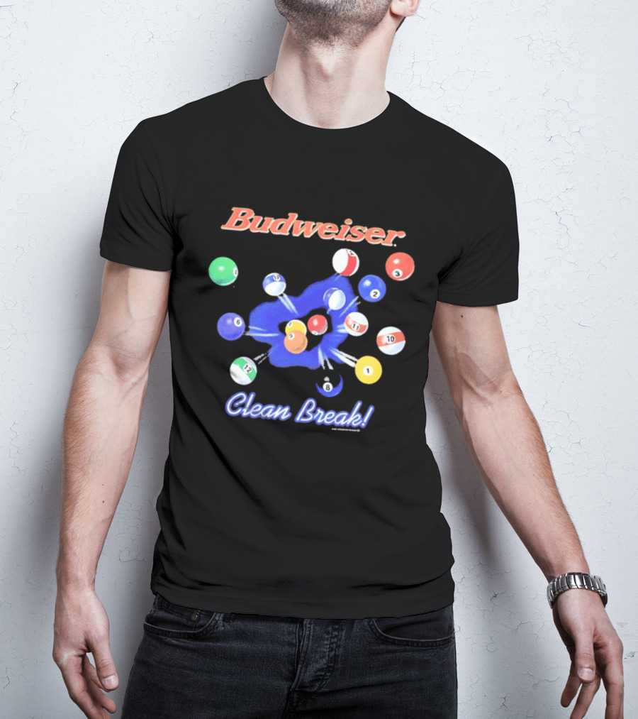Budweiser Clean Break 90s Heavy Faded Black Pool Balls Splash T-Shirt