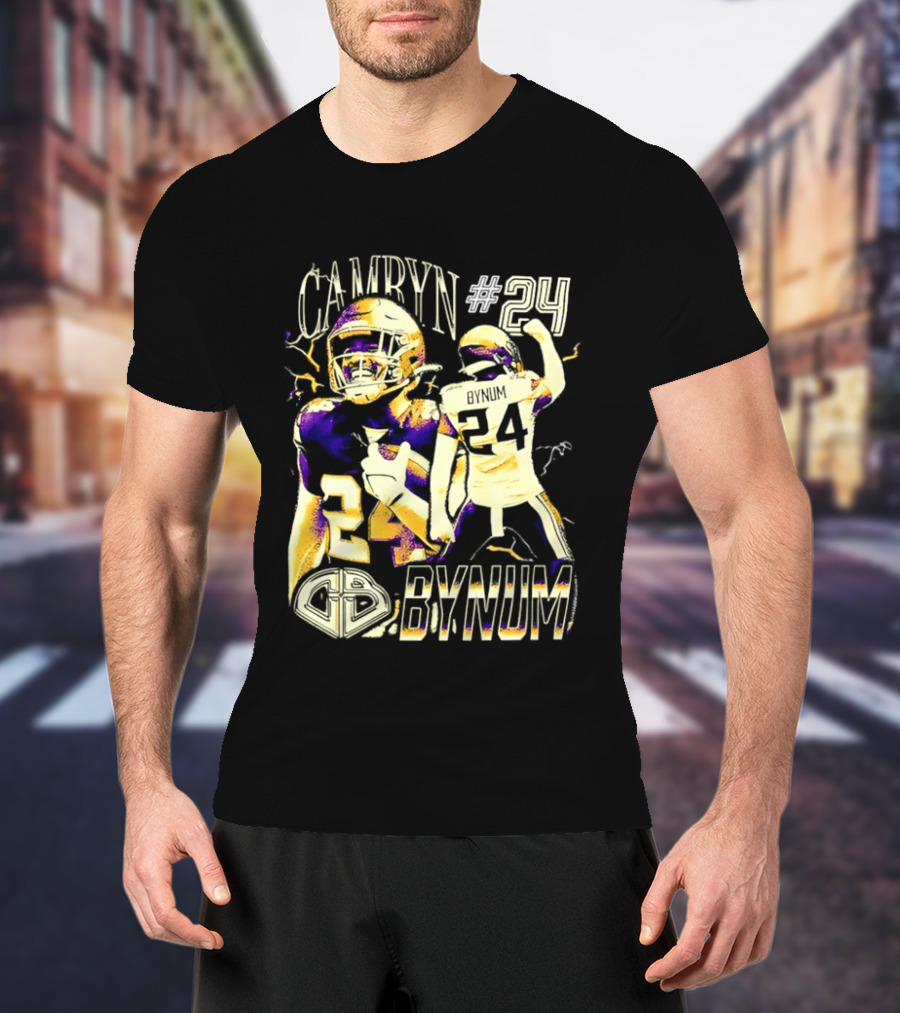 Camryn #24 Bynum Vikings Football Player Lightning T-Shirt
