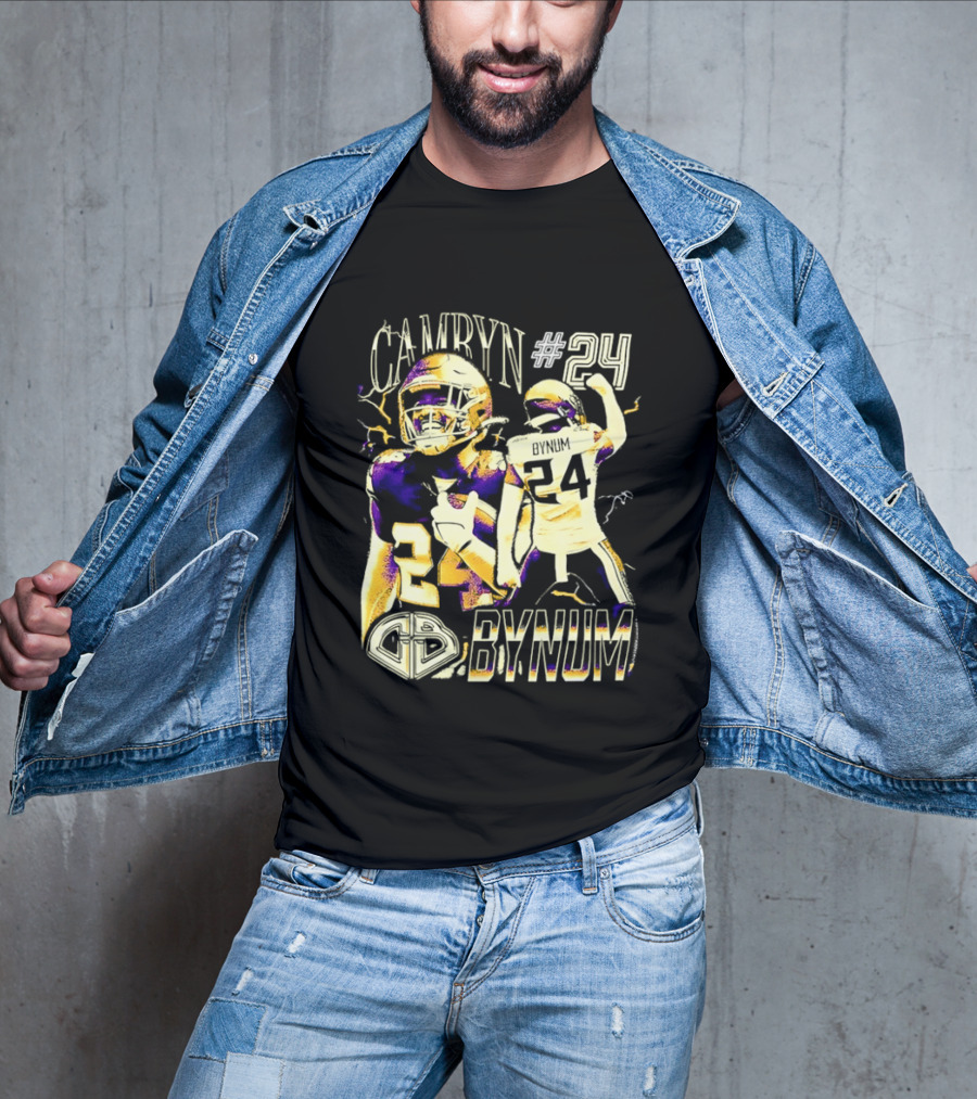 Camryn #24 Bynum Vikings Football Player Lightning T-Shirt