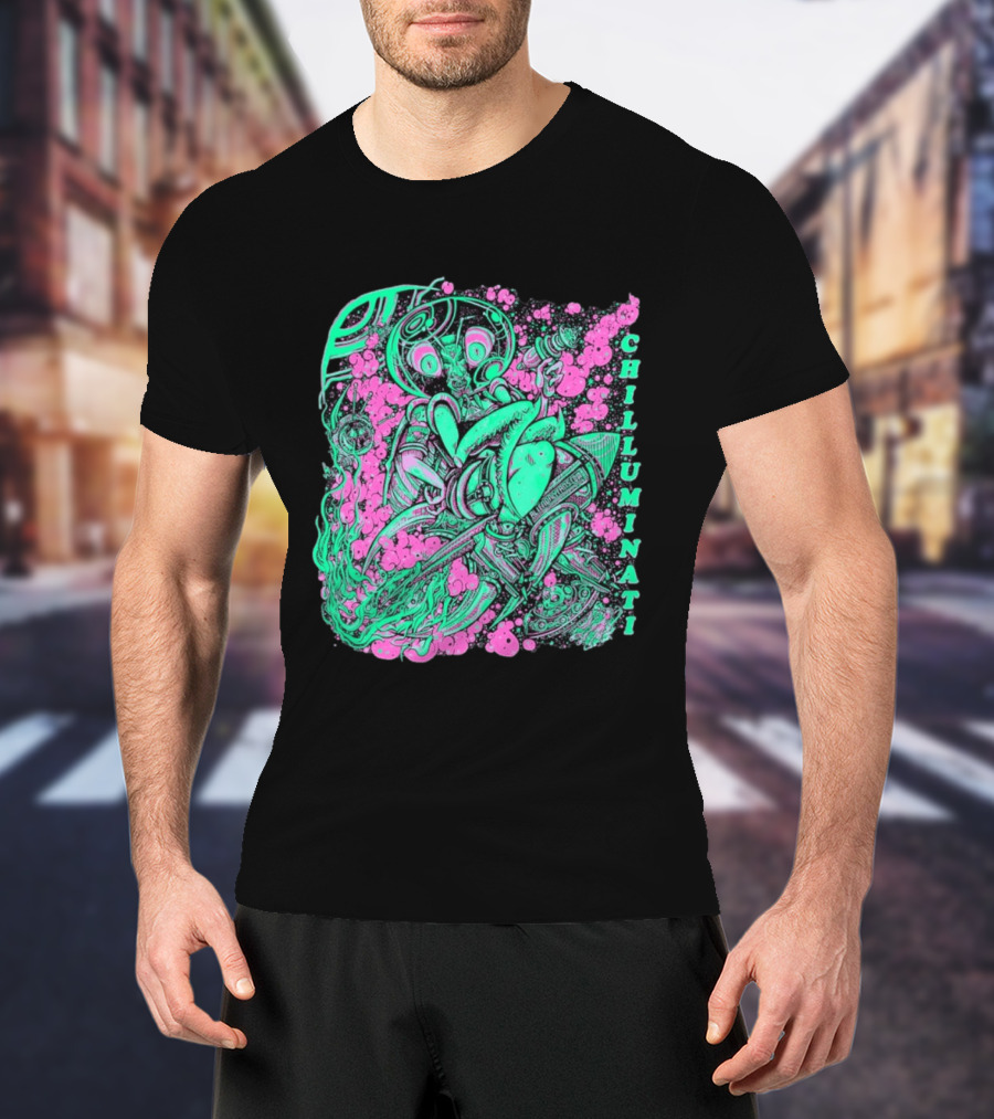 Chilluminati Alien Mantid Retro Comic Style Psychedelic T-Shirt