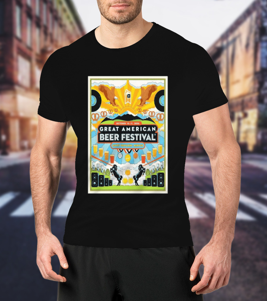 Great American Beer Festival October 10 11 2026 Levitt Pavilion Denver Eagles Pretzels Beer Music T-Shirt