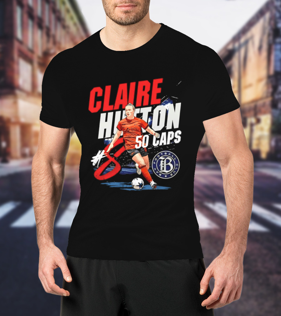 Claire Hutton Bay FC 50 Caps Number 8 Soccer Player T-Shirt