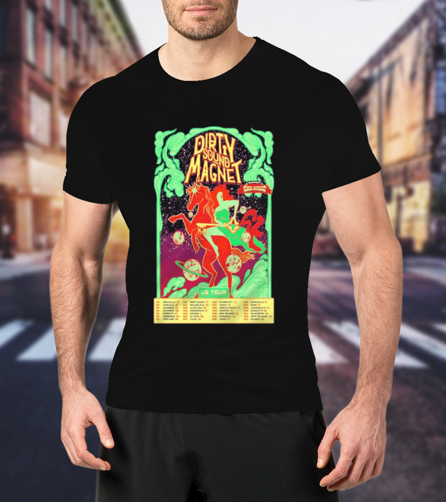 Dirty Sound Magnet US Tour 2026 Cosmic Horse Rider Greensboro To Jacksonville T-Shirt