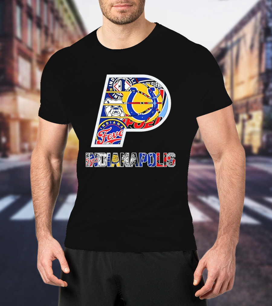 Indiana Pacers Indianapolis Fever Fuel Bulldogs Iconic Sports Collage T-Shirt