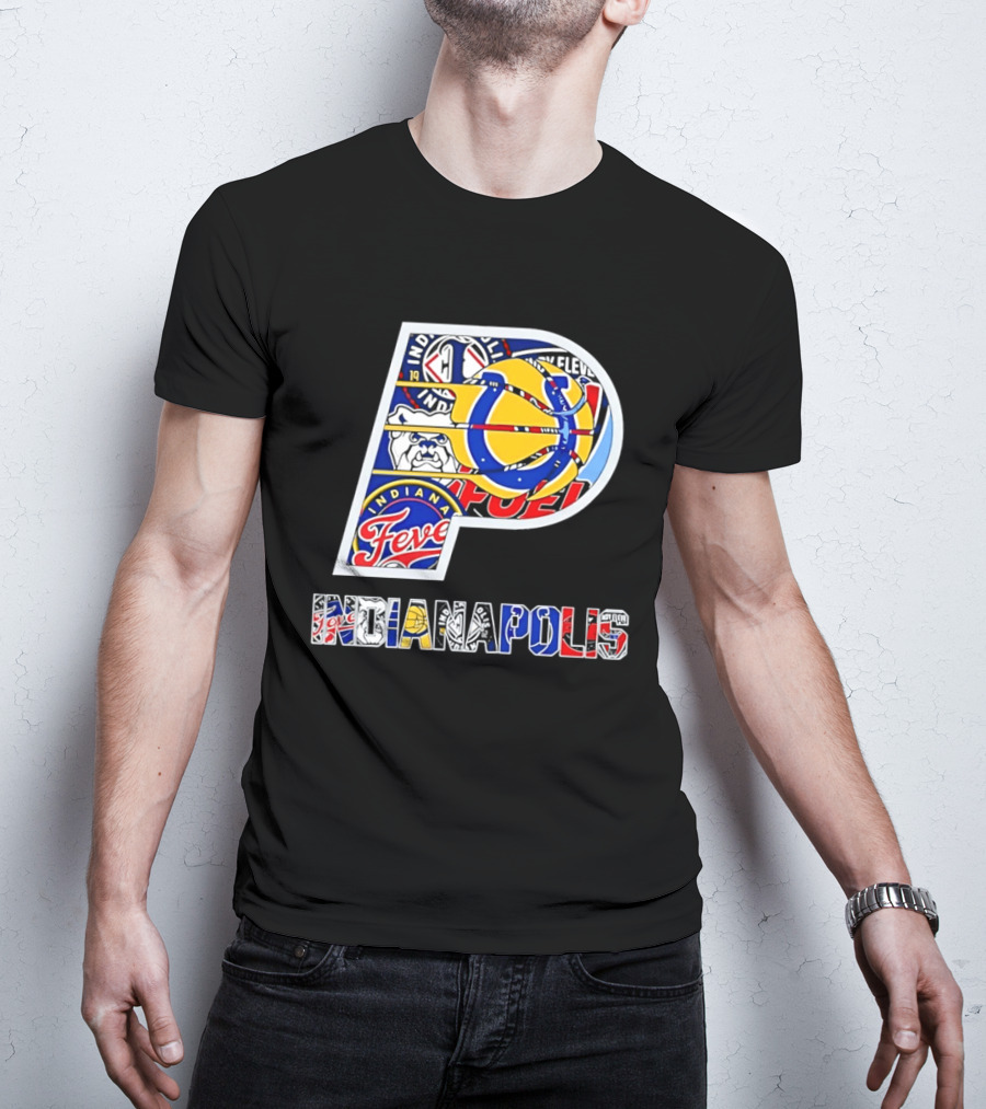 Indiana Pacers Indianapolis Fever Fuel Bulldogs Iconic Sports Collage T-Shirt