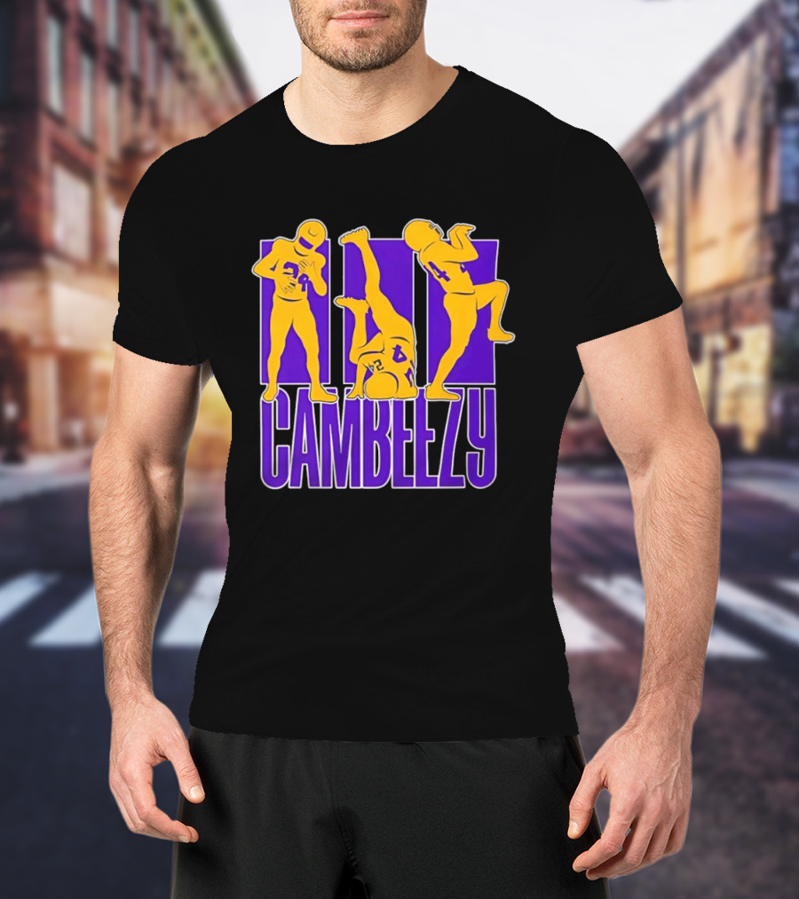 Cambeezy Lil Player 24 Purple Gold Football T-Shirt