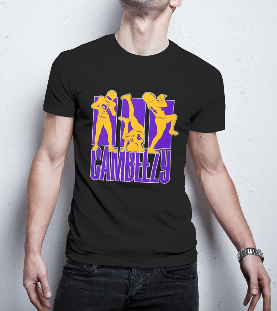 Cambeezy Lil Player 24 Purple Gold Football T-Shirt