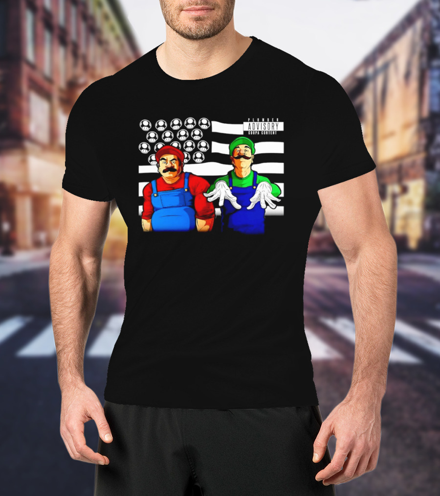 Mario Luigi Plumber Advisory Koopa Mushroom Flag T-Shirt