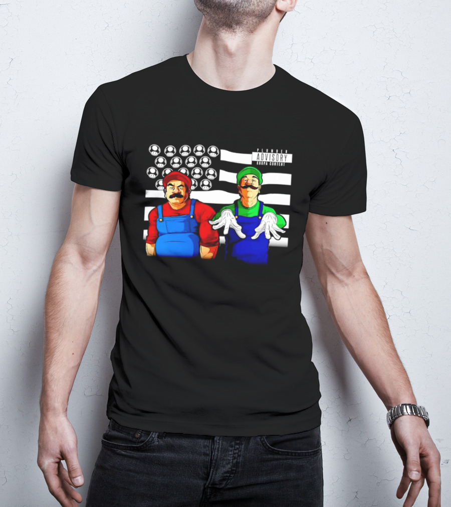 Mario Luigi Plumber Advisory Koopa Mushroom Flag T-Shirt