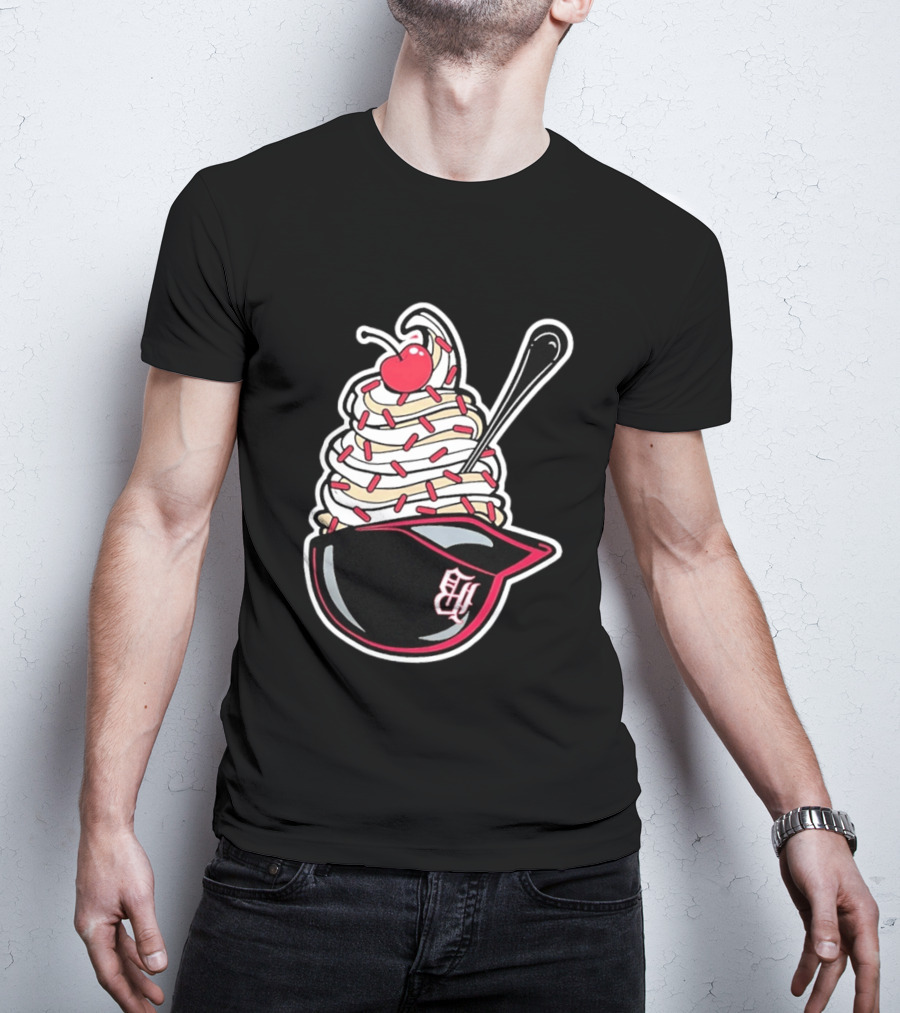 Birmingham Barons Ice Cream Helmet With Sprinkles And Cherry T-Shirt
