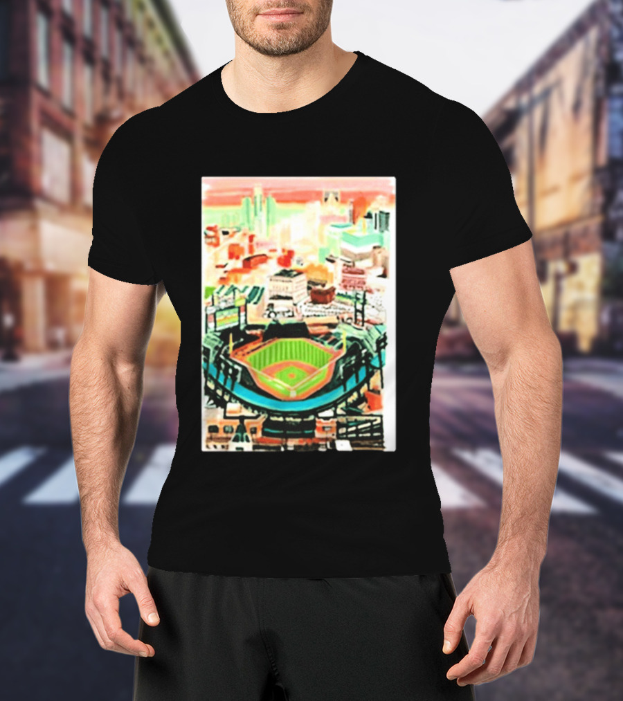 Comerica Park Detroit Skyline Baseball Art Sydney Finney T-Shirt