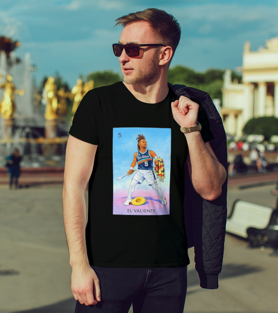 San Antonio Spurs El Valiente Stephon Castle Lotería Card T-Shirt