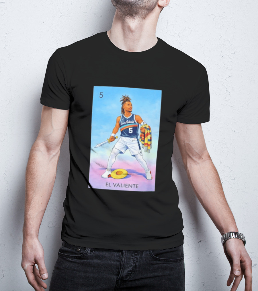San Antonio Spurs El Valiente Stephon Castle Lotería Card T-Shirt