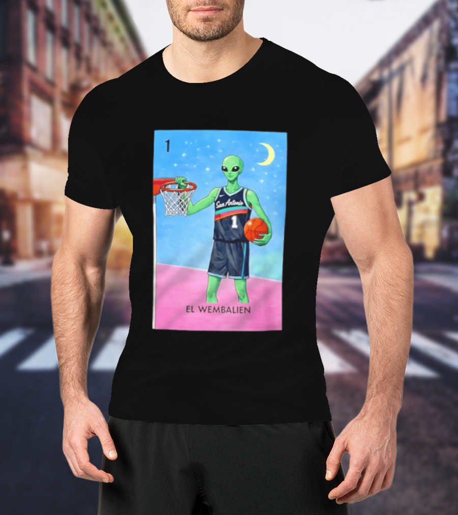 El Wembalien San Antonio Spurs Alien Basketball Number 1 Victor Wembanyama T-Shirt