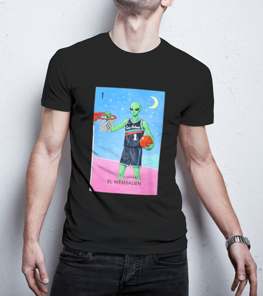 El Wembalien San Antonio Spurs Alien Basketball Number 1 Victor Wembanyama T-Shirt