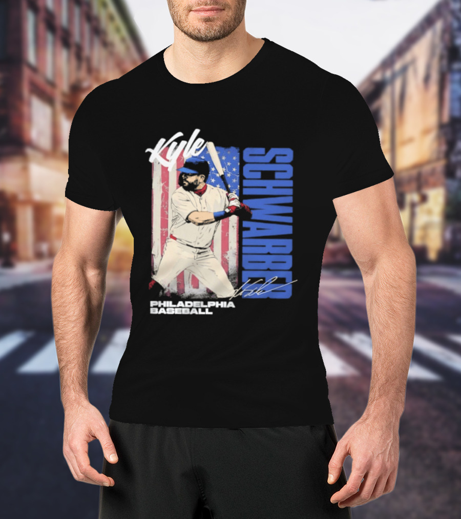 Kyle Schwarber American Flag Philadelphia Baseball T-Shirt