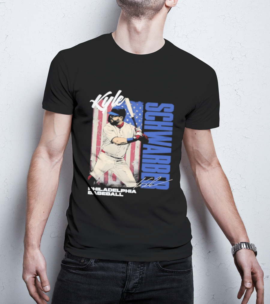 Kyle Schwarber American Flag Philadelphia Baseball T-Shirt