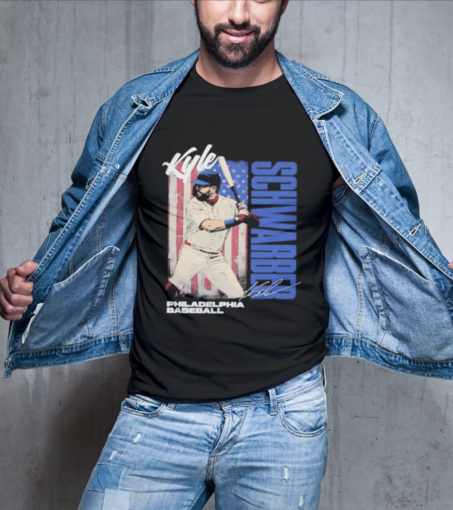 Kyle Schwarber American Flag Philadelphia Baseball T-Shirt