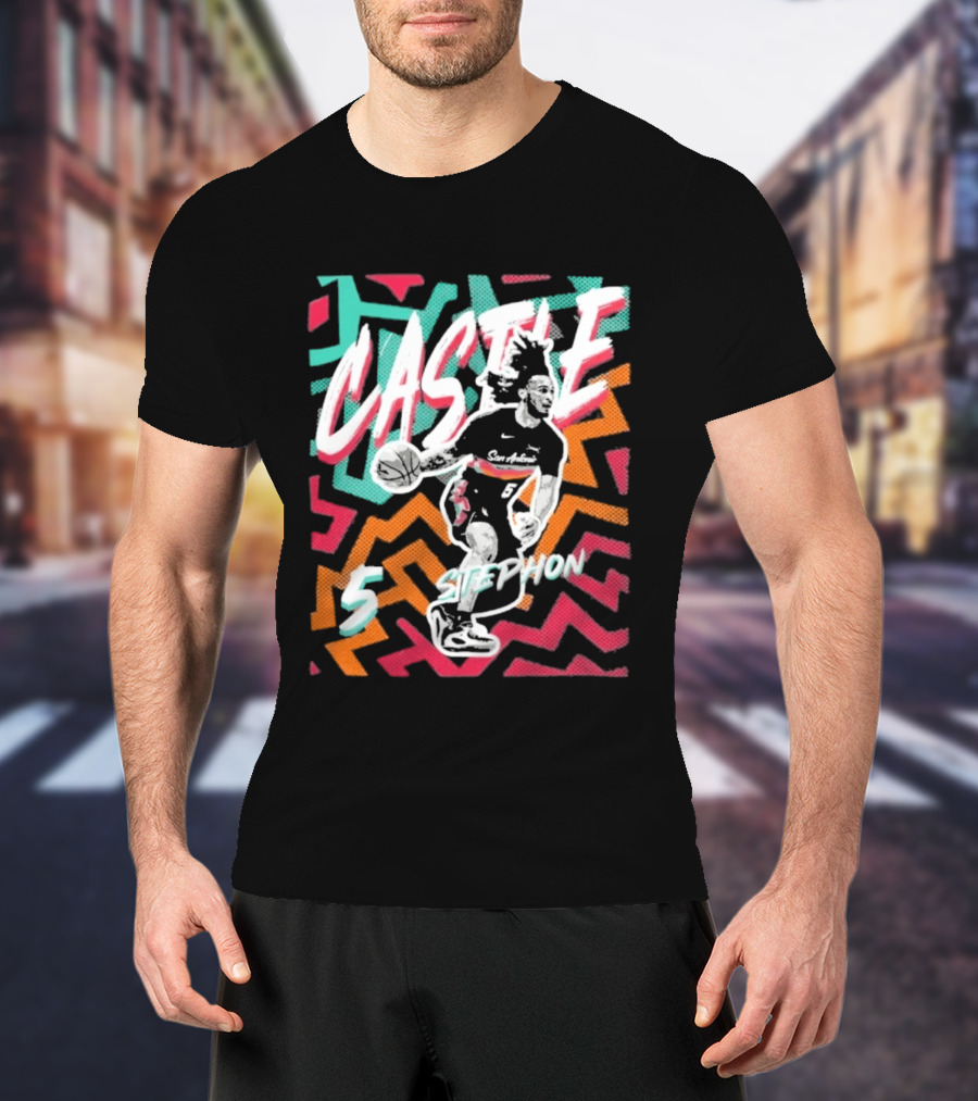 San Antonio Spurs 2026 NBA Stephon Castle Fiesta 5 T-Shirt