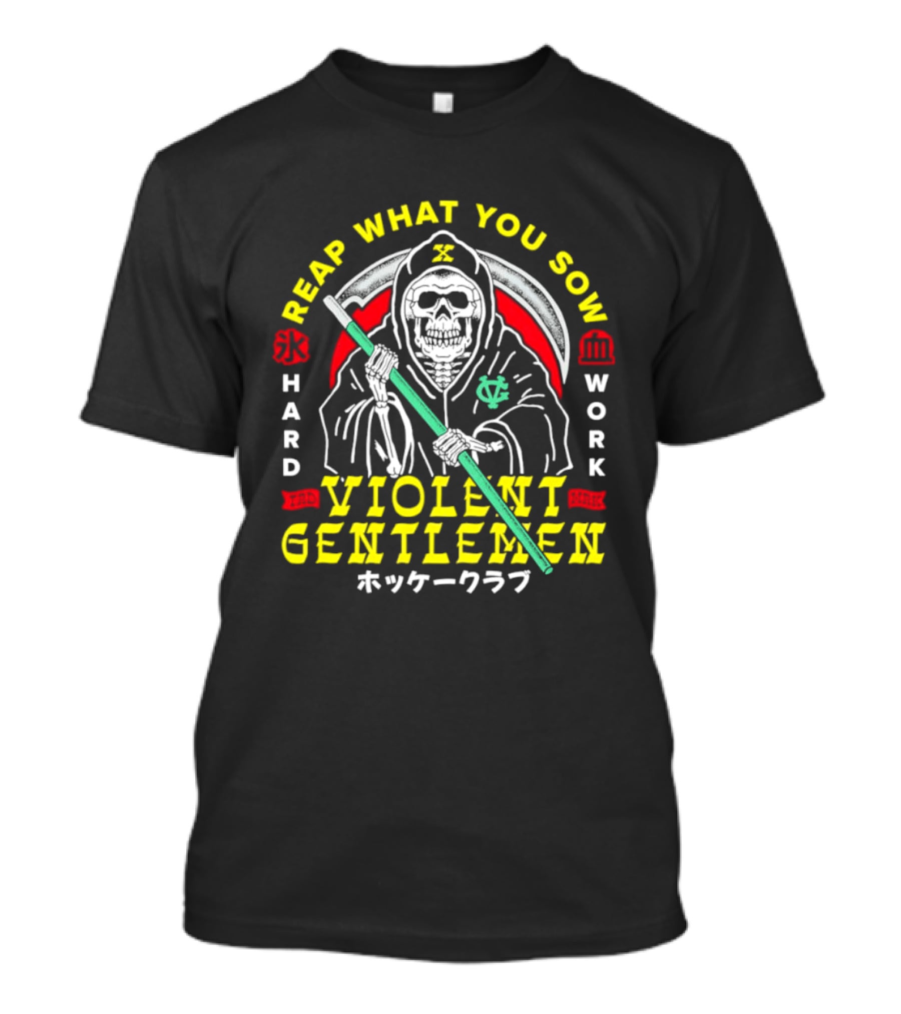 Reap What You Sow Violent Gentlemen Hockey Club Hard Work Grim Reaper T-Shirt
