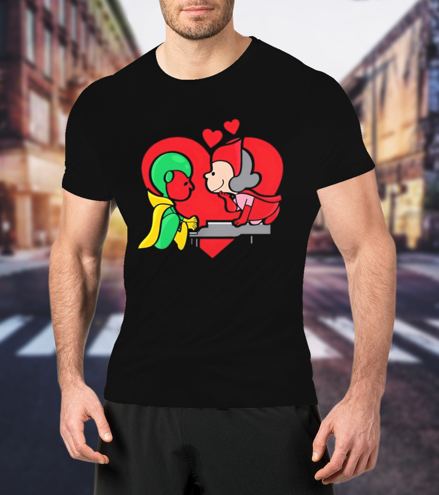 WandaVision Vision Scarlet Witch Piano Romantic T-Shirt
