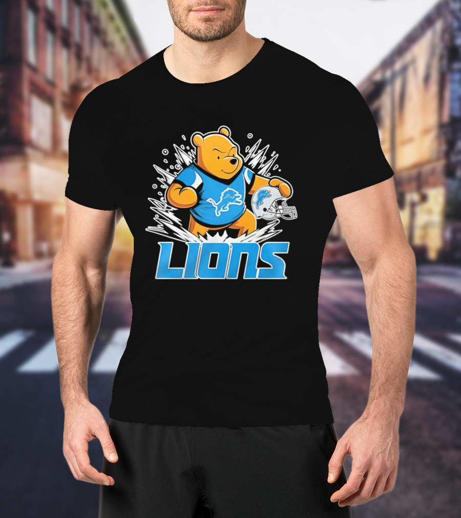 Winnie Pooh Detroit Lions 2024 Helmet Lions Football Team Fan Merchandise T-Shirt