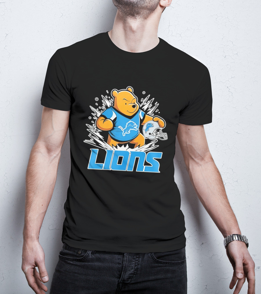 Winnie Pooh Detroit Lions 2024 Helmet Lions Football Team Fan Merchandise T-Shirt