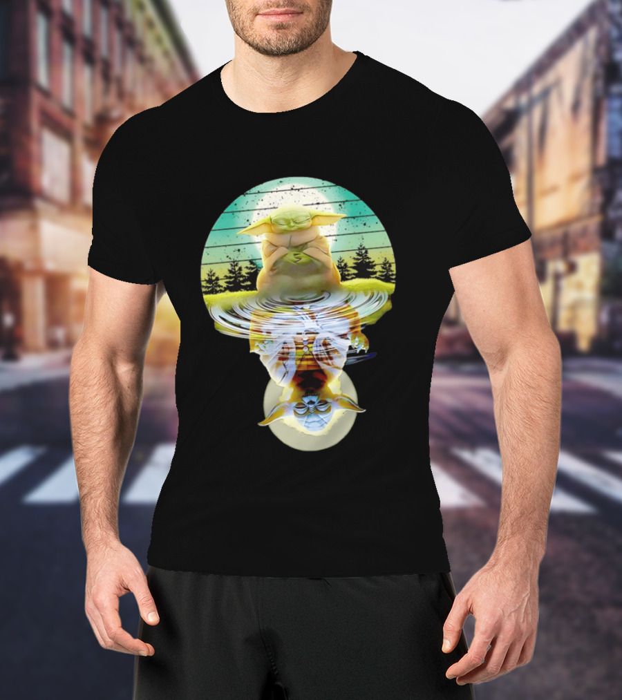 Baby Yoda Star Wars Meditation Forest Reflection Ripples T-Shirt