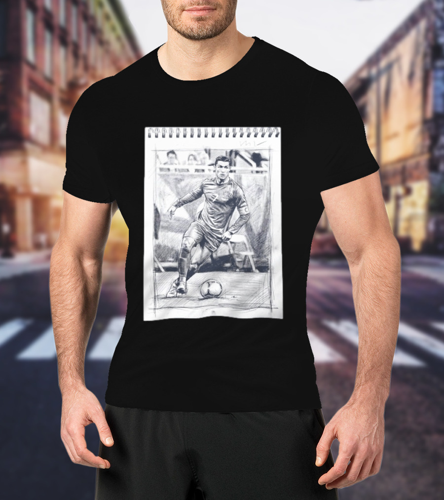 Cristiano Ronaldo CR7 Soccer Sketchbook Drawing T-Shirt