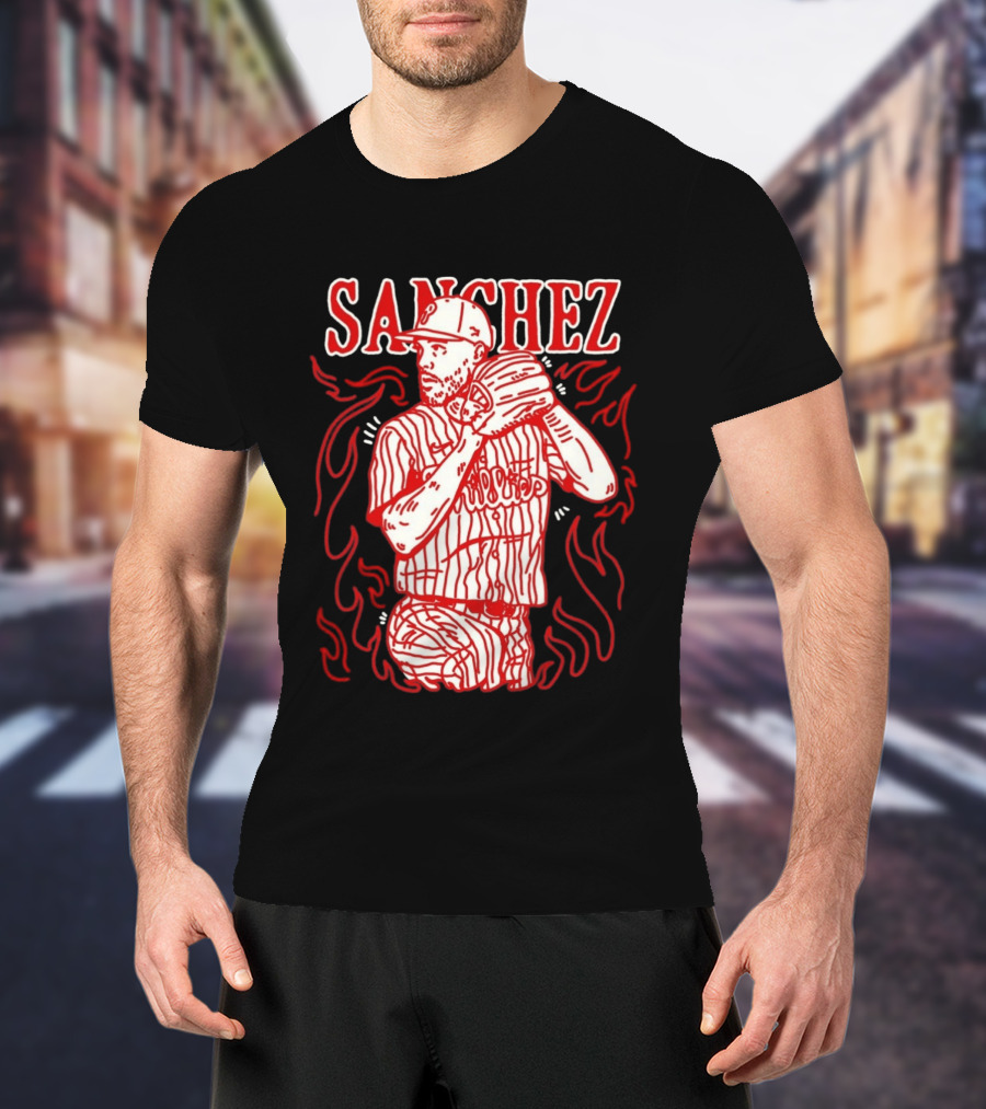 Cristopher Sanchez Philadelphia Phillies Flame Pitcher T-Shirt